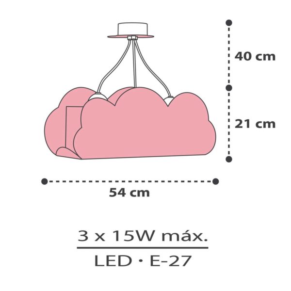 Dalber Cloud Pink suspension, motif nuages, rose Dalber