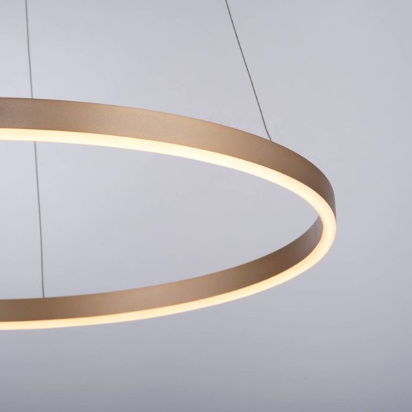 JUST LIGHT. Suspension LED Ritus, Ø 58,5 cm, laiton mat JUST LIGHT.