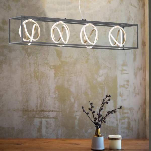 FISCHER & HONSEL Suspension LED Gisi, CCT, dimmable, à 4 lampes FISCHER & HONSEL