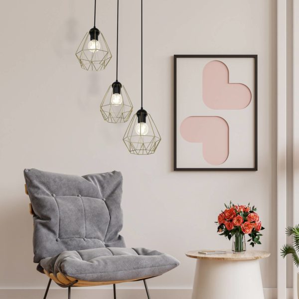 Luminex Suspension Jin, noir/laiton, 3 lampes, ronde Luminex