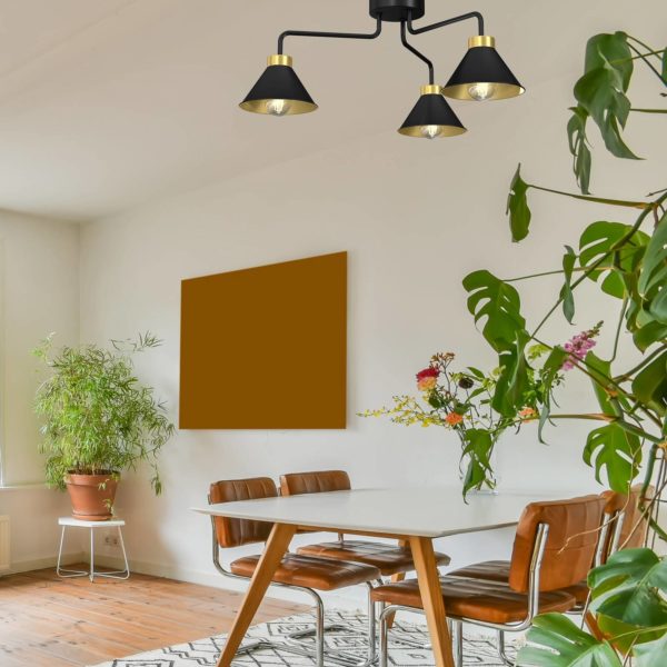 Euluna Plafonnier Maro, noir, à 3 lampes Euluna