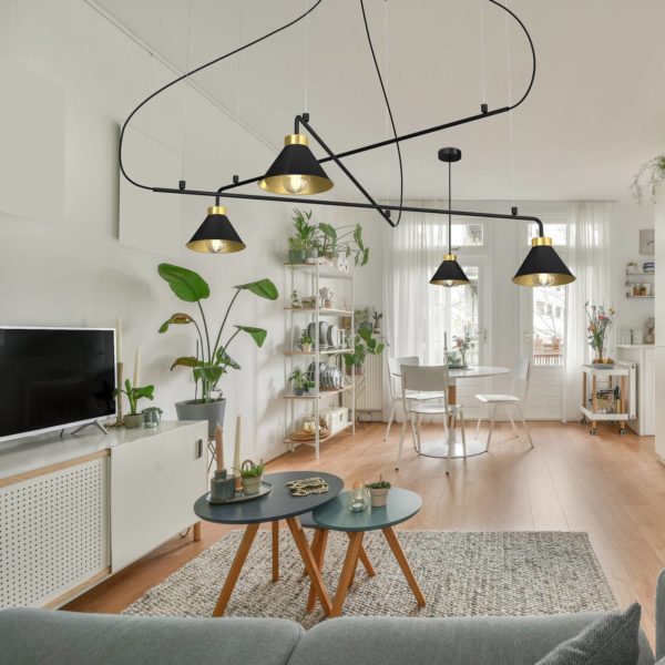 Euluna Suspension Maro, noir, à 3 lampes Euluna