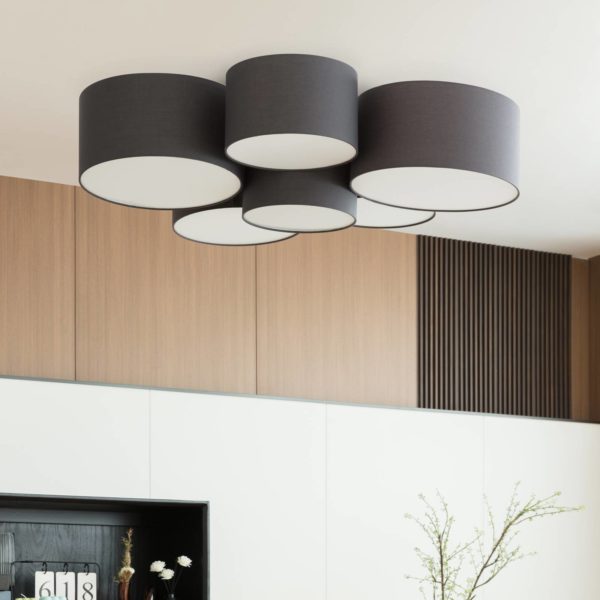 Lindby Maureka Plafonnier en tissu, à 6 lampes LINDBY