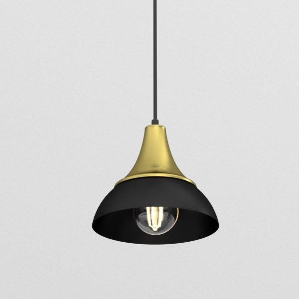 Euluna Suspension Maro, noir/laiton, à 1 lampe Euluna