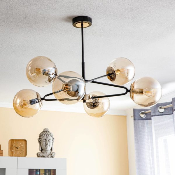 Alfa Plafonnier Sagito, à six lampes, doré/noir Alfa