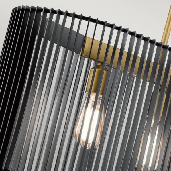Quintiesse Suspension Linara, noire/laiton, à cinq lampes Quintiesse