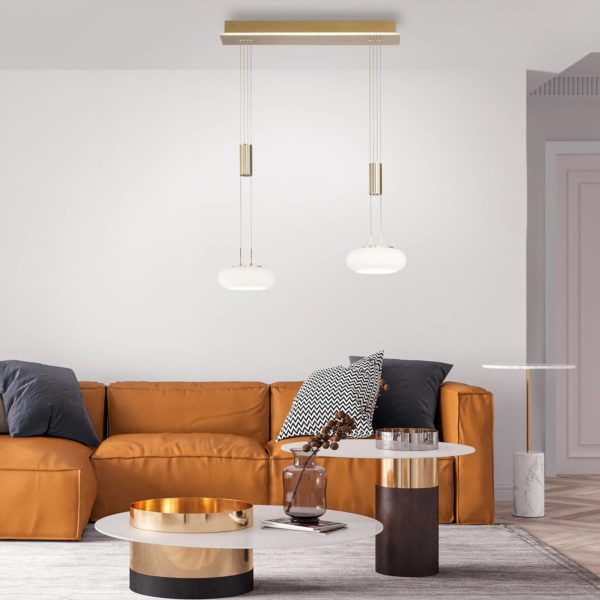 Q-Smart-Home Paul Neuhaus Q-ETIENNE suspension LED, x2, laiton Q-Smart-Home