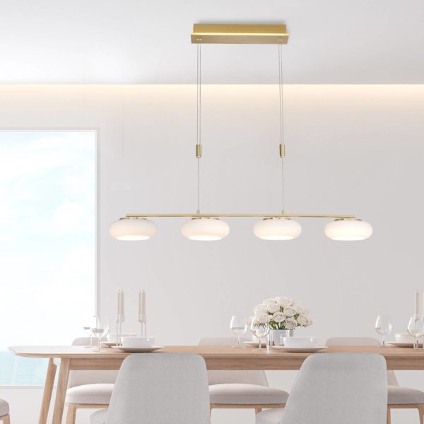 Q-Smart-Home Paul Neuhaus Q-ETIENNE suspension LED, x4, laiton Q-Smart-Home