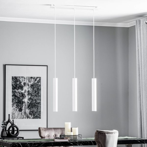 Euluna Suspension Eye, à 3 lampes, en forme de poutre, blanc Euluna