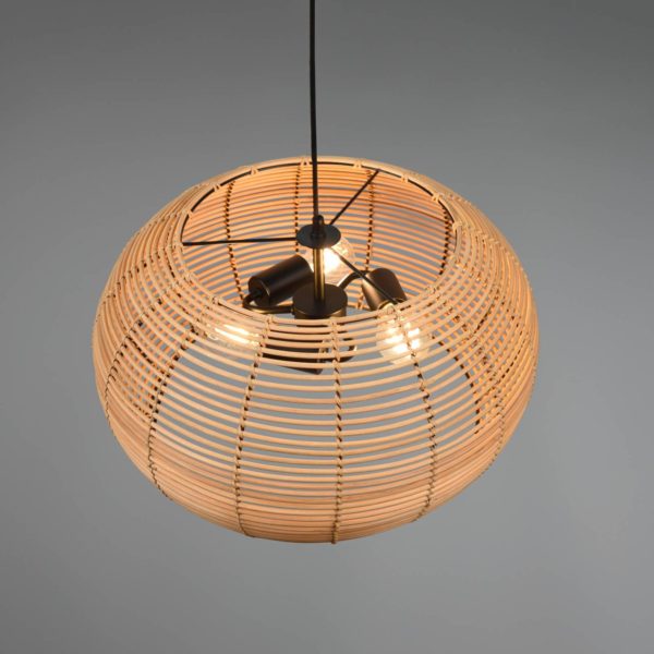 Trio Lighting Suspension Inga avec abat-jour en rotin Ø 50 cm Trio Lighting