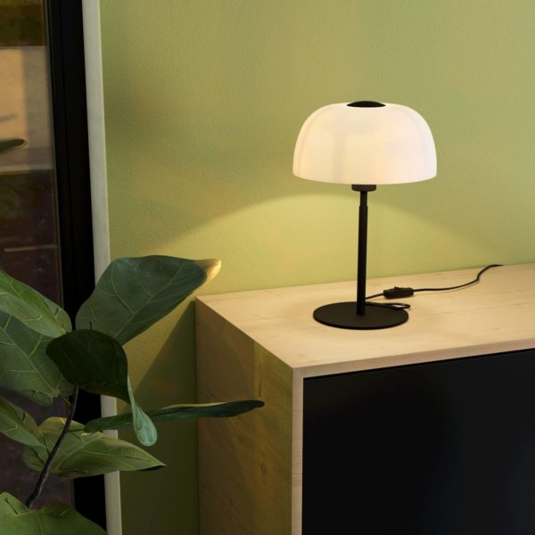 EGLO Lampe à poser Solo 2, verre opale/noire EGLO