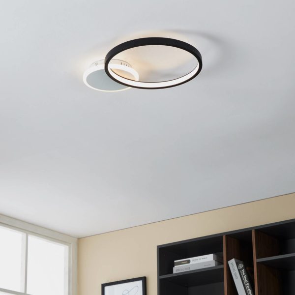 EGLO Plafonnier LED Gafares télécommande ronde noire EGLO