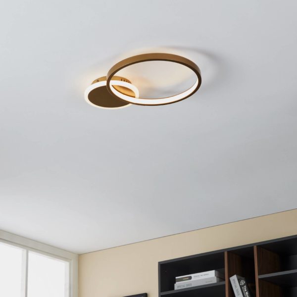 EGLO Plafonnier LED Gafares télécommande ronde or EGLO