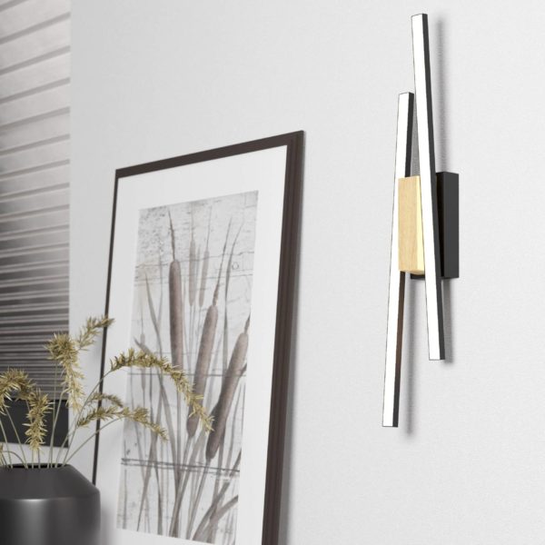 EGLO Applique murale LED Panagria, noir avec détail en bois EGLO