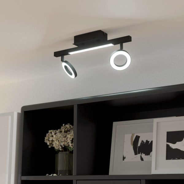 EGLO Spot pour plafond LED Cardillio 2 noir avec deux anneaux EGLO