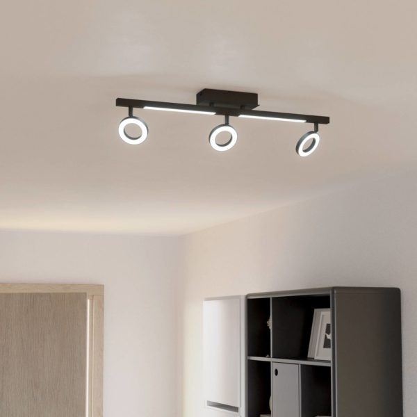 EGLO Spot pour plafond LED Cardillio 2 noir avec trois anneaux EGLO