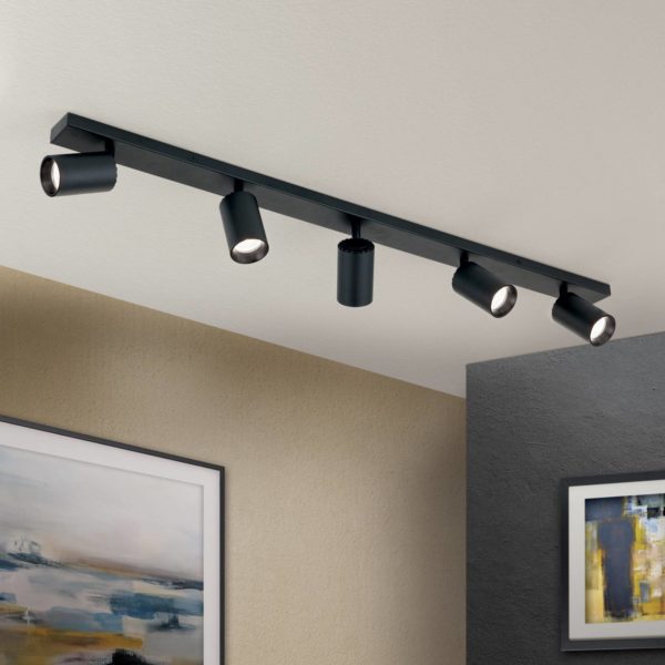 Orion Spot pour plafond Sean à 5 lampes, noir Orion