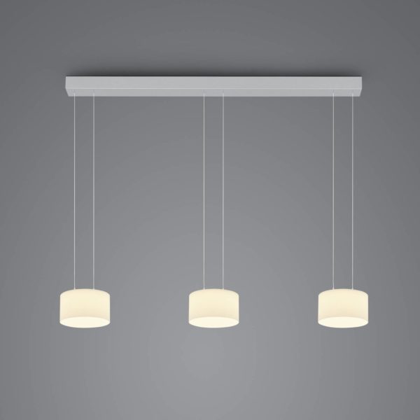 BANKAMP Grand Opal suspension, 3 lampes, alu BANKAMP