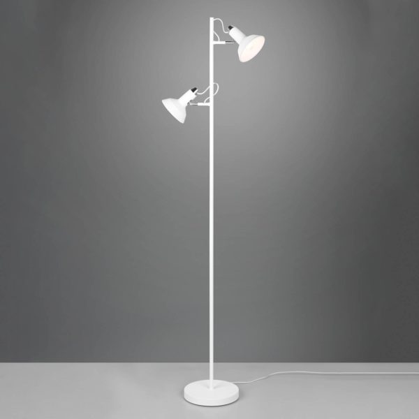 Trio Lighting Lampe sur pied Roxie, orientable, 2 branches, blanc mat Trio Lighting