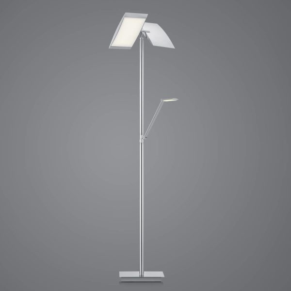 HELL Lampe sur pied LED Wim à 2 lampes Liseuse nickel/chrome HELL
