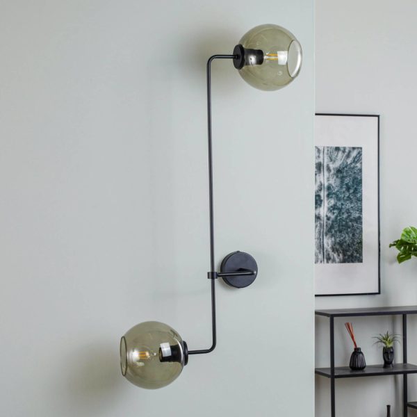 Euluna Applique murale Monaco avec deux abat-jour en forme de boule de verre Euluna