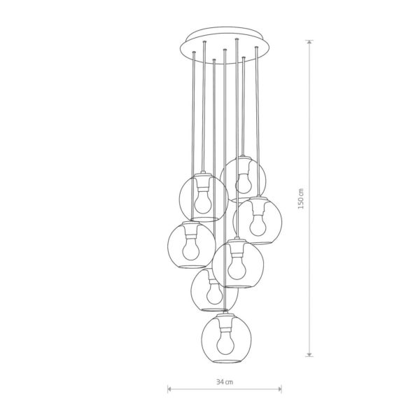 Euluna Suspension Vetro en verre à 7 lampes Euluna