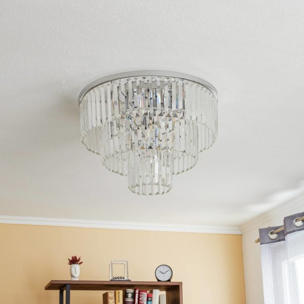 Euluna Plafonnier Cristal, transparent/argenté, Ø 56cm Euluna