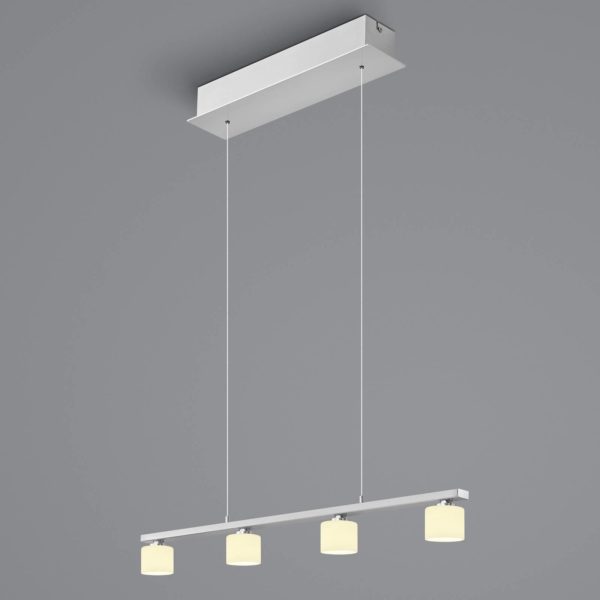 HELL Suspension Mila, nickel/opale, à 4 lampes HELL