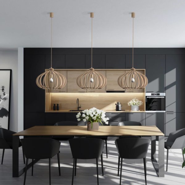 Euluna Suspension Ika ID abat-jour lamelles de bois Ø51cm Euluna
