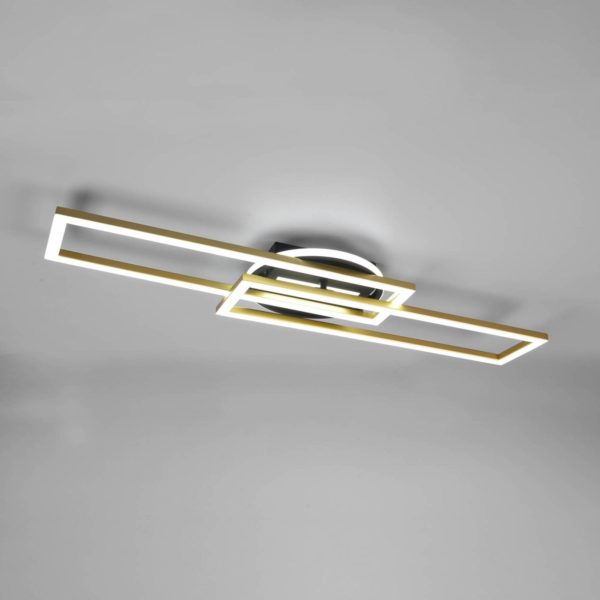 Reality Leuchten Plafonnier LED Twister, pivotant, Remote, laiton Reality Leuchten