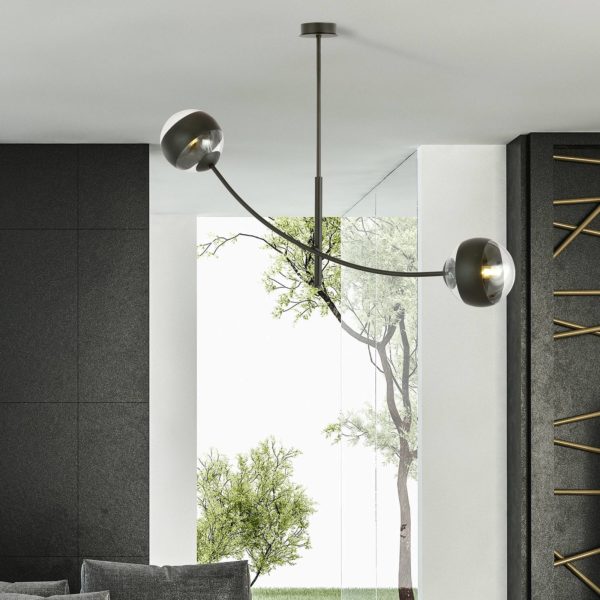 EMIBIG LIGHTING Plafonnier Hunter, noir/clair, à 2 lampes EMIBIG LIGHTING