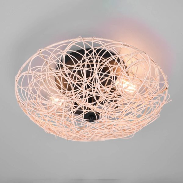 Reality Leuchten Plafonnier Lovis en rotin tressé Ø 40 cm Reality Leuchten
