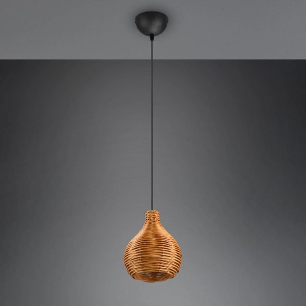 Reality Leuchten Suspension Sprout en rotin, à 1 lampe, naturelle Reality Leuchten