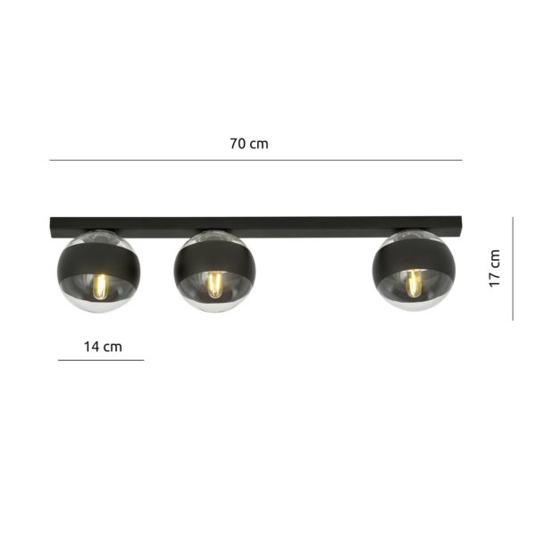EMIBIG LIGHTING Plafonnier Linear, noir/clair, à 3 lampes EMIBIG LIGHTING