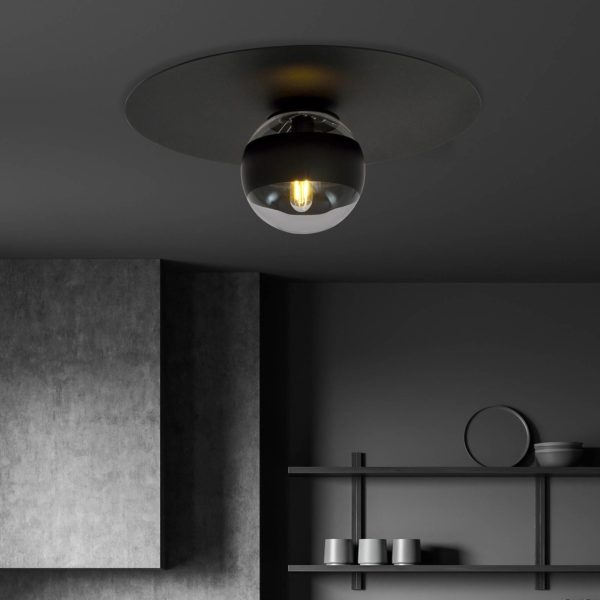 EMIBIG LIGHTING Plafonnier Kenzo, rond, noir/clair, à 1 lampe EMIBIG LIGHTING