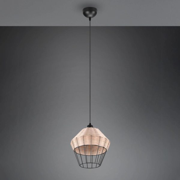 Reality Leuchten Suspension Borka, à 1 lampe, Ø 30 cm, Natur Reality Leuchten