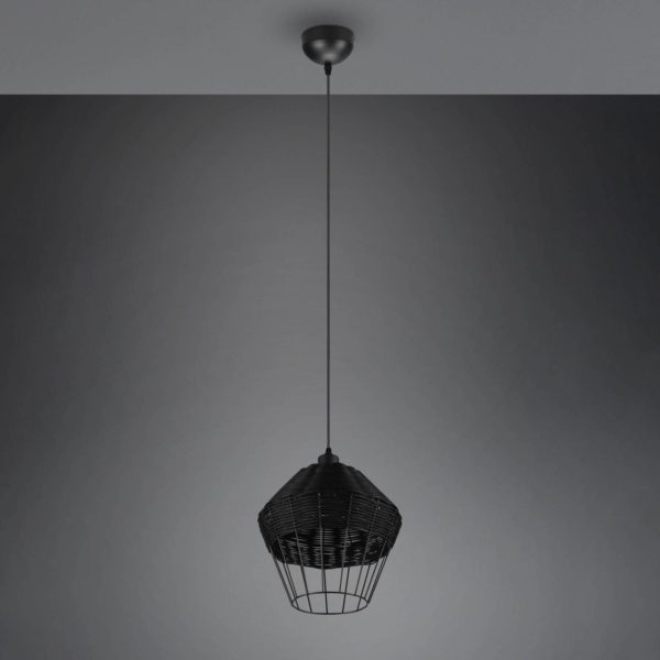Reality Leuchten Suspension Borka, à 1 lampe, Ø 30 cm, noir Reality Leuchten
