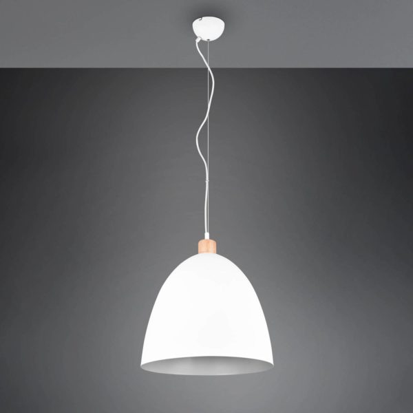 Reality Leuchten Suspension Jagger, à une lampe, Ø 40 cm, blanche Reality Leuchten