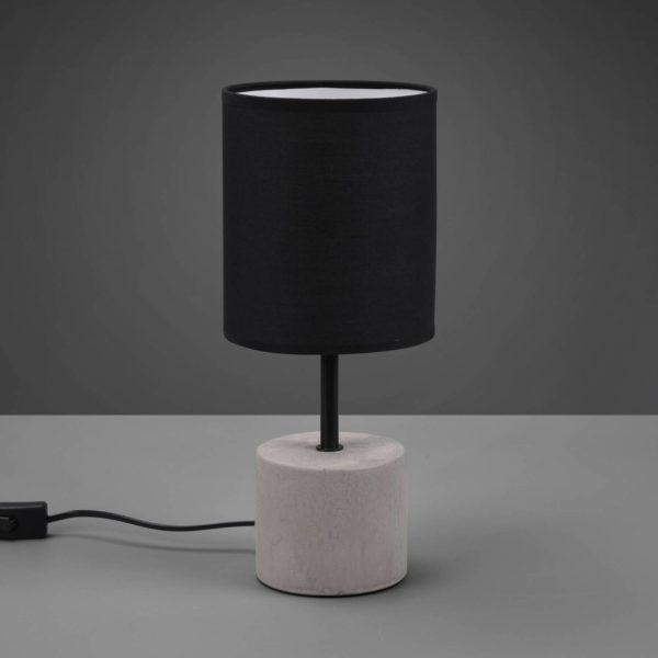 Reality Leuchten Lampe à poser Ben pied béton/abat-jour tissu noir Reality Leuchten