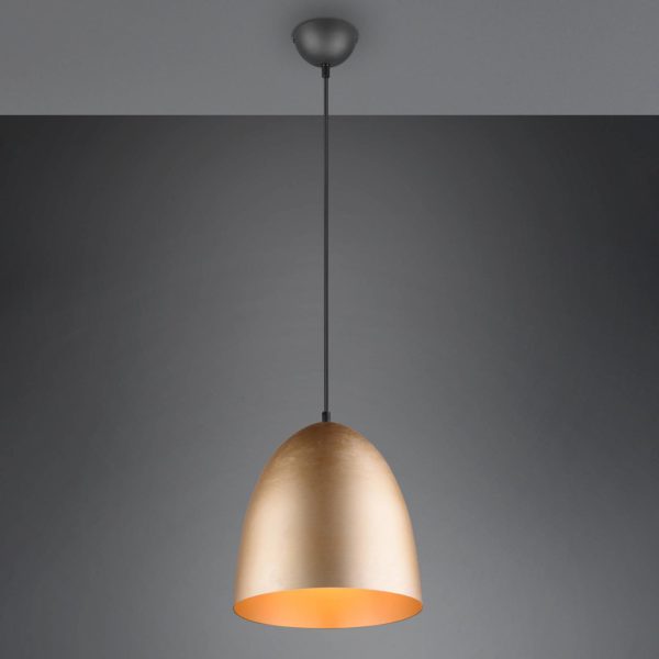 Reality Leuchten Suspension Tilda, à 1 lampe, laiton, Ø 25 cm Reality Leuchten