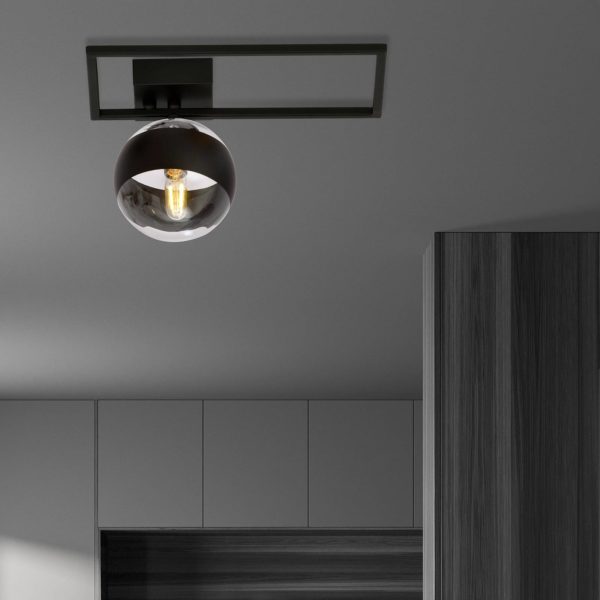 EMIBIG LIGHTING Plafonnier Imago 1D, noir/transparent, à une lampe EMIBIG LIGHTING