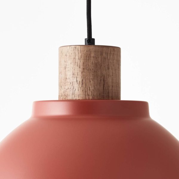 Brilliant Suspension Erena avec détail en bois, rouge Brilliant