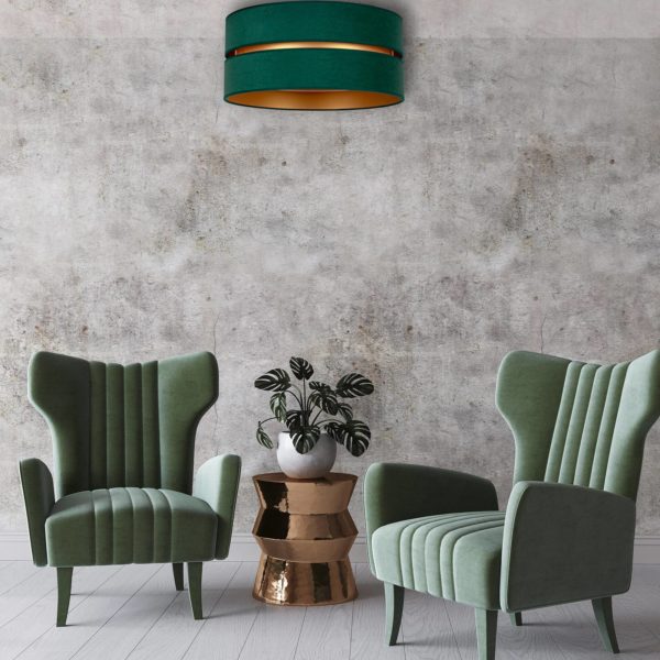 Duolla Plafonnier Duo, vert/doré Ø 60 cm, à 1 lampe Duolla