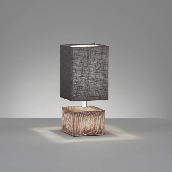 FISCHER & HONSEL Lampe à poser Hauke avec abat-jour en lin 13×13 cm FISCHER & HONSEL