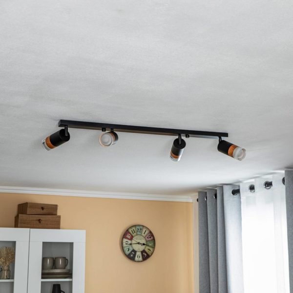 Envostar Fida spot plafond linéaire 4 lampes, noir Envostar