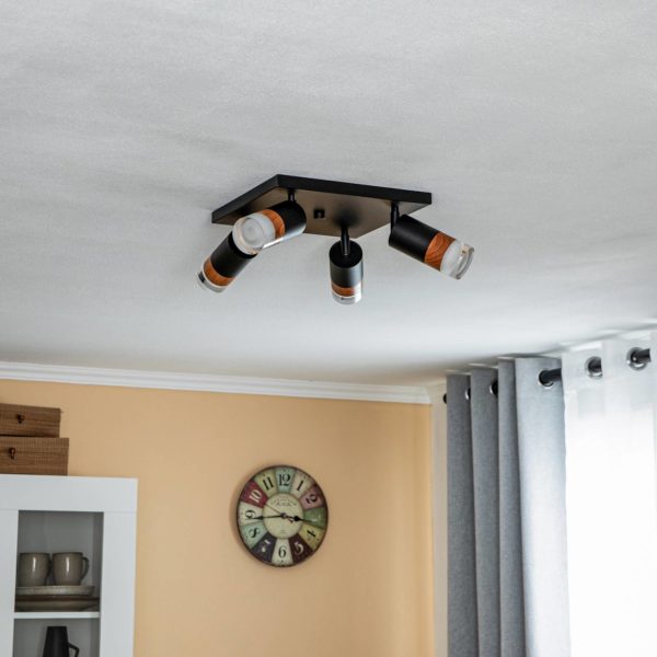 Envostar Fida spot plafond carré 4 lampes, noir Envostar