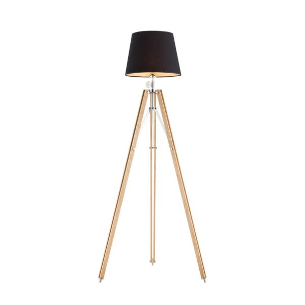 Argon Lampadaire Amur, trépied, support bois, noir Argon