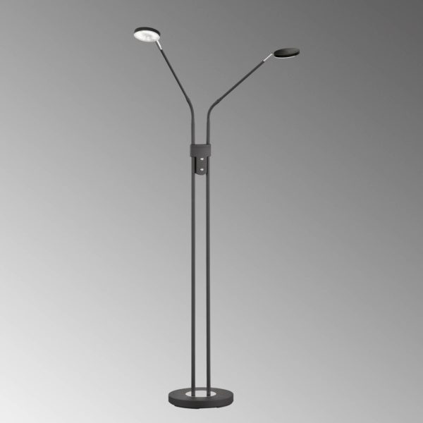 FH Lighting Lampadaire LED Lunia à deux lampes, noir sable FH Lighting