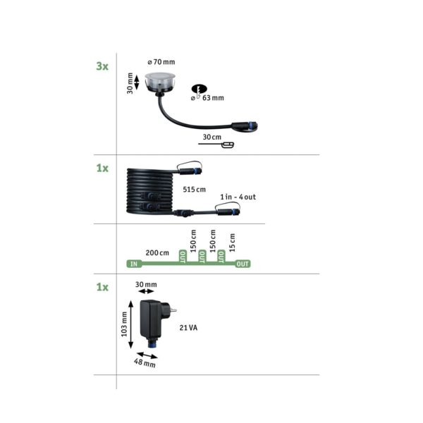 Paulmann Plug & Shine lampe encastrée LED 2 W x3 Paulmann