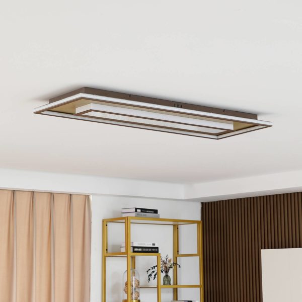 Lindby Pekela plafonnier LED, angulaire, 110×40 cm LINDBY
